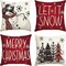Merry Christmas Snowman Let It Snow Throw Pillow Covers, 18 x 18 Inch Xmas Tree Winter Holiday Cushion Case Decoration for Sofa Couch Set of 4